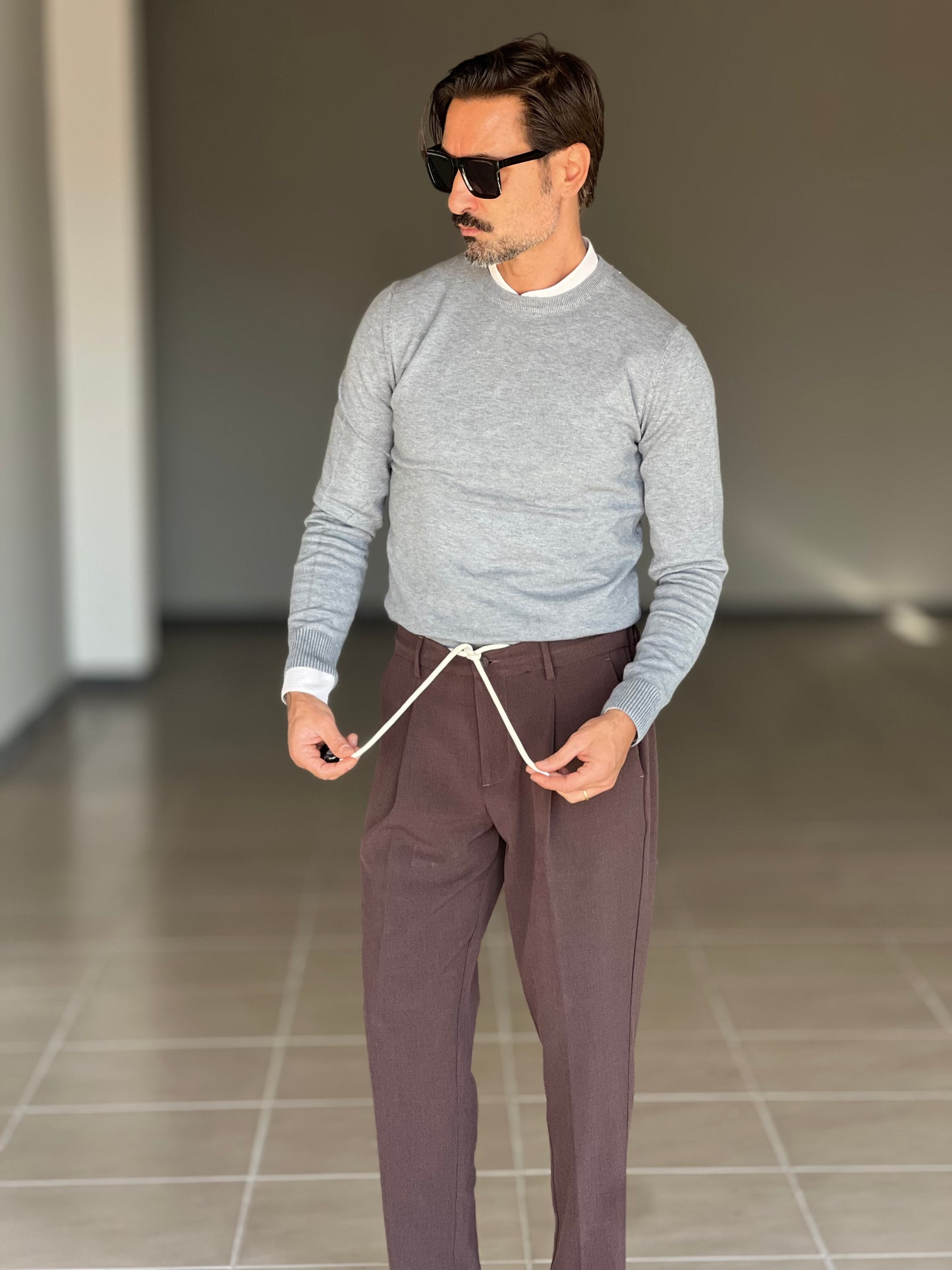 BLACK CHAIN ​​VISCOSE TROUSERS