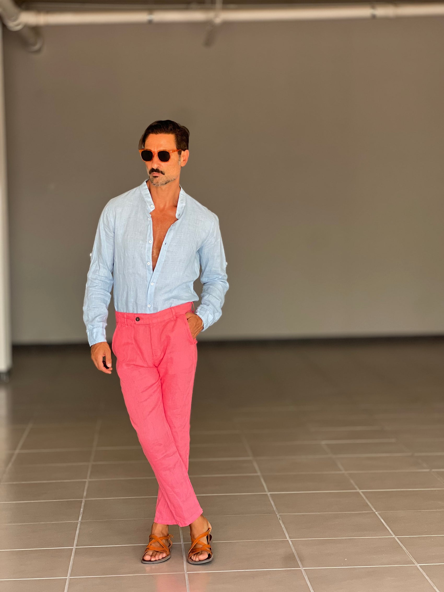 PANTALONE ESTIVO  ROSA  LINO GARZATO