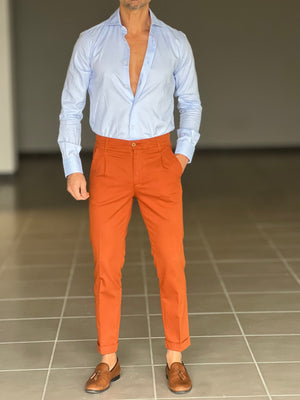 PANTALONE  PINCES  RUGGINE   GABARDINE DI COTONE G PLAY