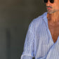 CAMICIA GESSATA CELESTE KIMONO COTONE