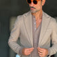 GIACCA MONOPETTO BEIGE BL11 FETTO FLANELLA 168 (ABBINABILE AL PANTALONE BEIGE 168)