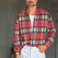 CAMICIA  FLANELLA QUADRO GALLES VERDE ROSA E CELESTE
