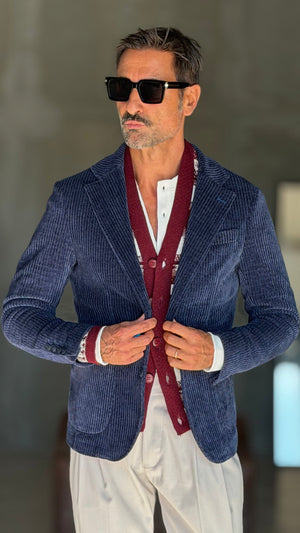 GIACCA BLU VELLUTO STRETCH ROCCIATORE