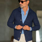 CARDIGAN  POLO BLU  LAVORAZIONE CESTINO