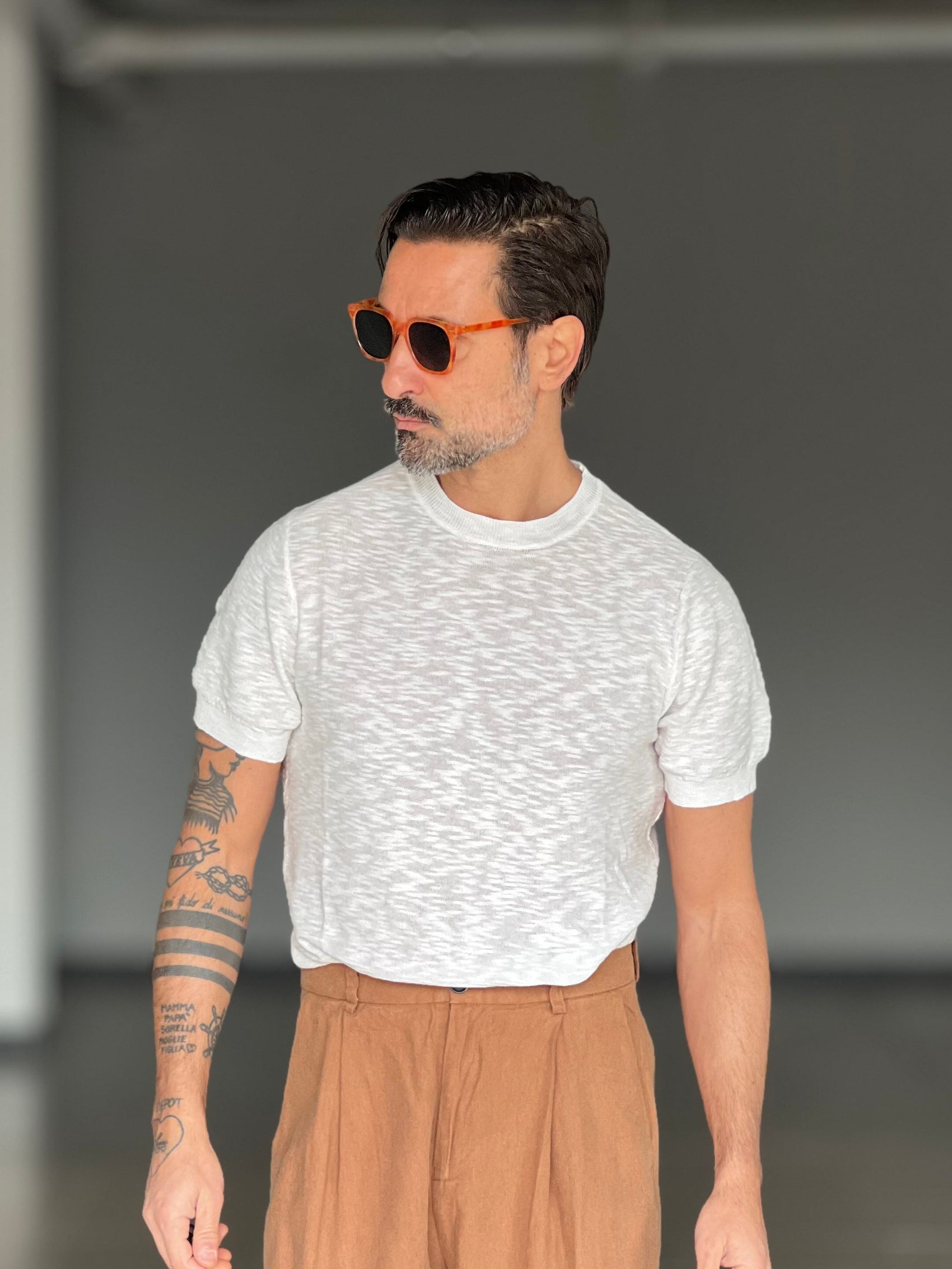 MAGLIA BIANCA  FIAMMATA GIROCOLLO