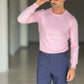 MAGLIA  GIRO ROSA FILO COTONE RASATO