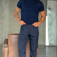 PANTALONE  BLU  DOPPIAPINCES VISCOSA E MISTI
