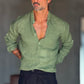 CAMICIA  SERAFINO VERDE LINO PURO