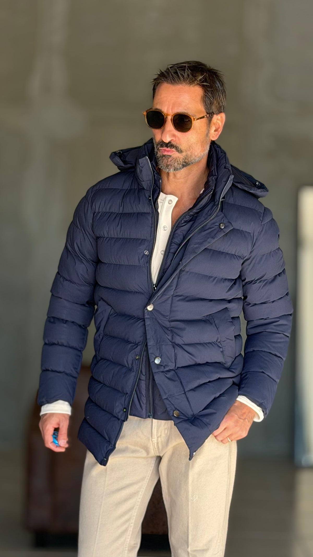 PIUMINO BLU  LUNGO TRAPUNTA INTERNA ESTRAIBILE HAPPER & COM