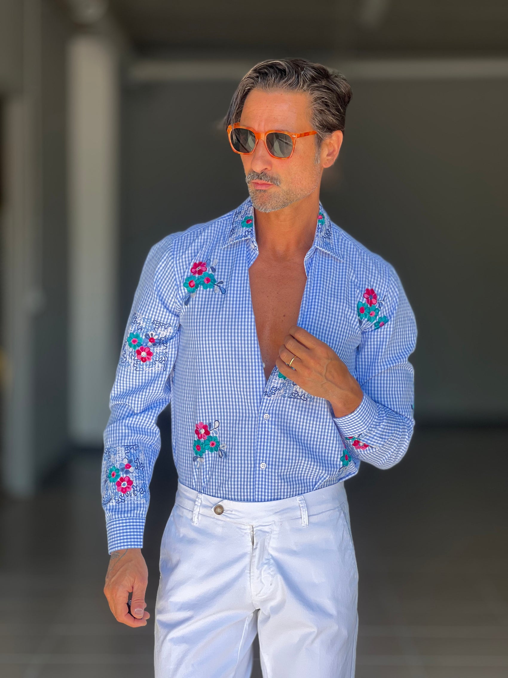 *CAMICIA QUADRETTO PICCOLO  STAMPA E RICAMO