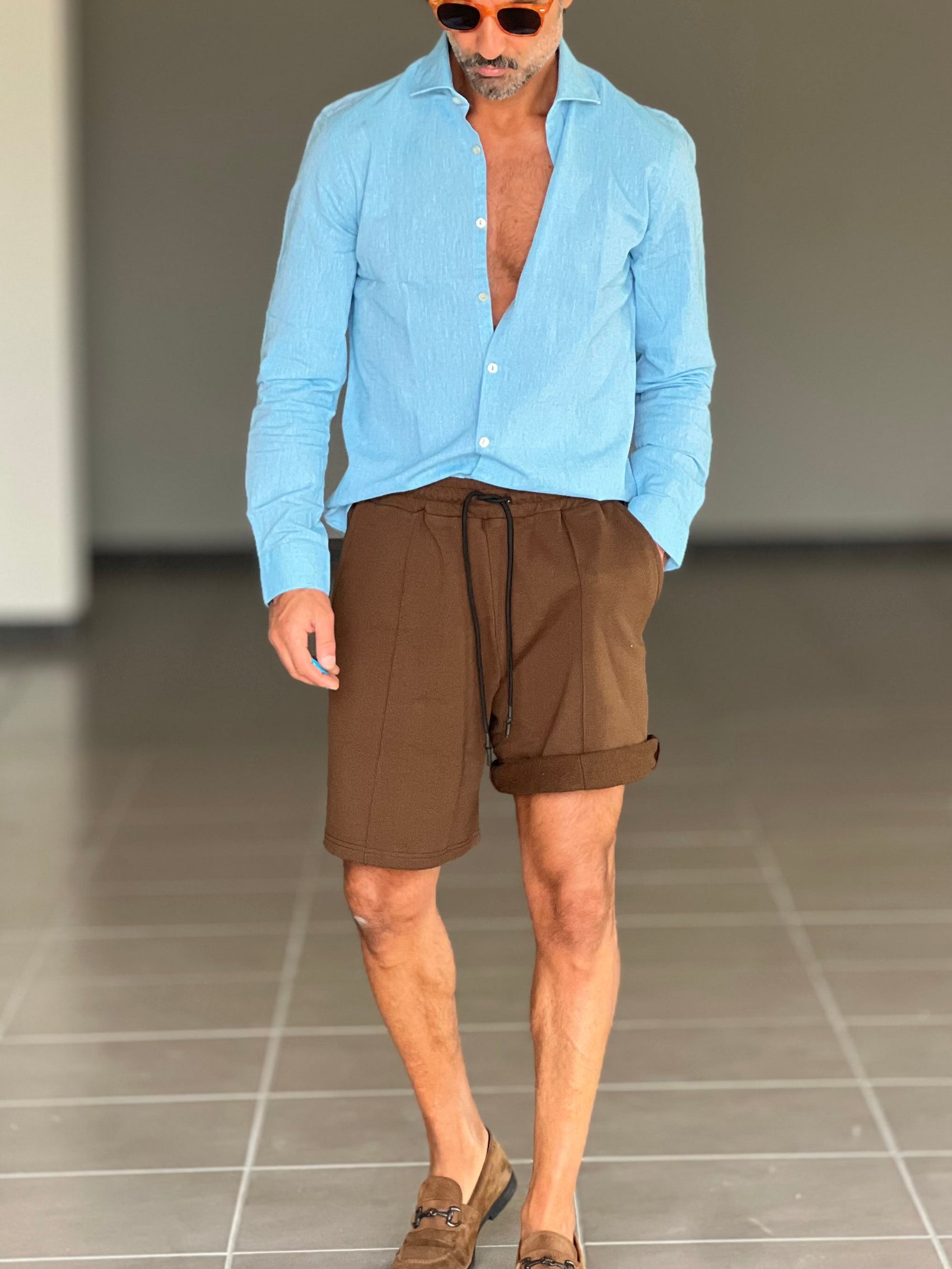 BERMUDA FELPA MORO  COMFORT FIT