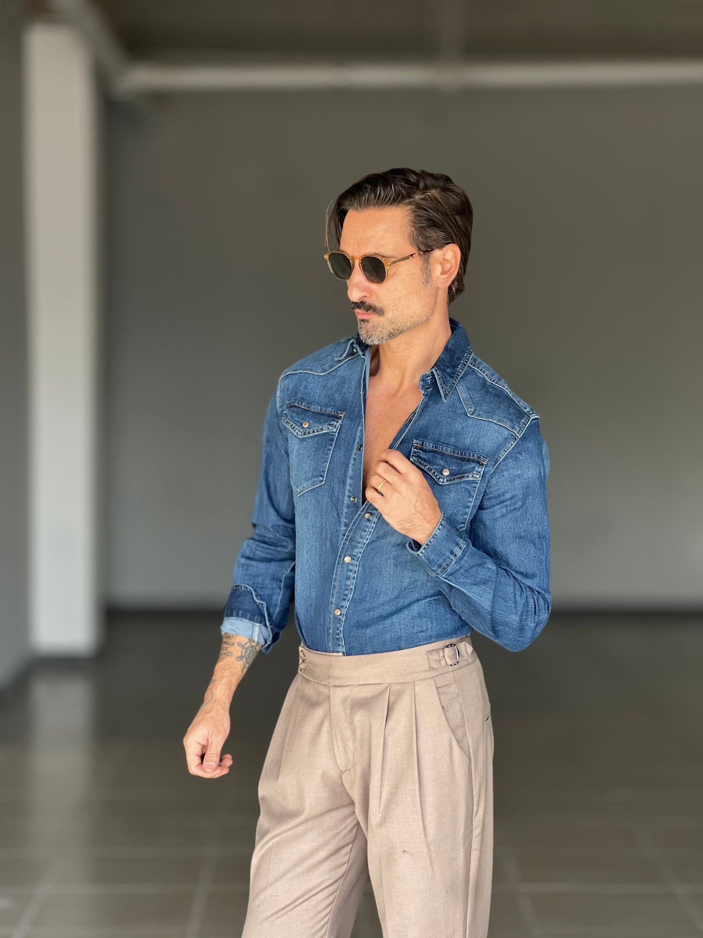 CAMICIA  DENIM LAVAGGIO MEDIO  TEXANA