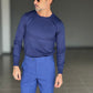 MAGLIA  GIRO BLU  FILO COTONE RASATO