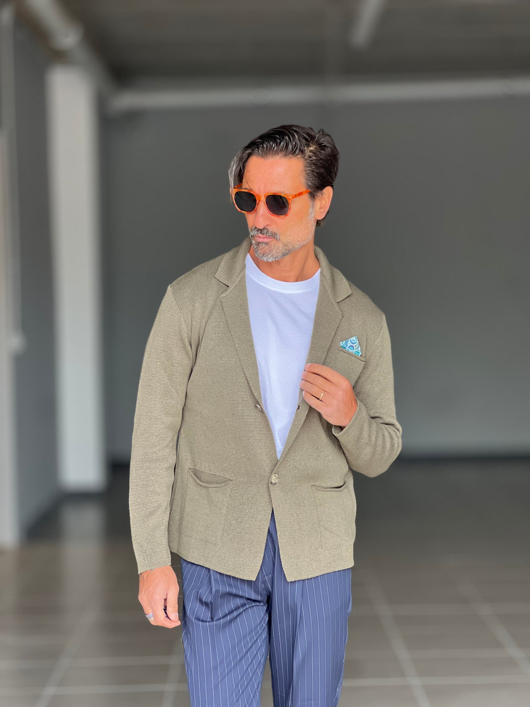 BEIGE COTTON OPEN CARDIGAN