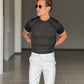 WHITE VISCOSE TROUSERS WITH REGULAR BOTTOM