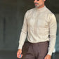 PULLOVER BEIGE  MEZZO COLLO TRECCIA VISCOSA
