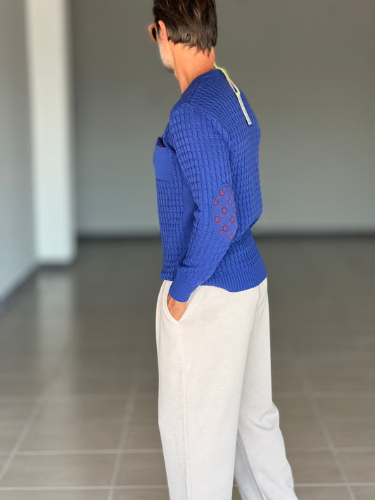 MAGLIA OPERATA  BLU ROYAL TOPPE AI GOMITI