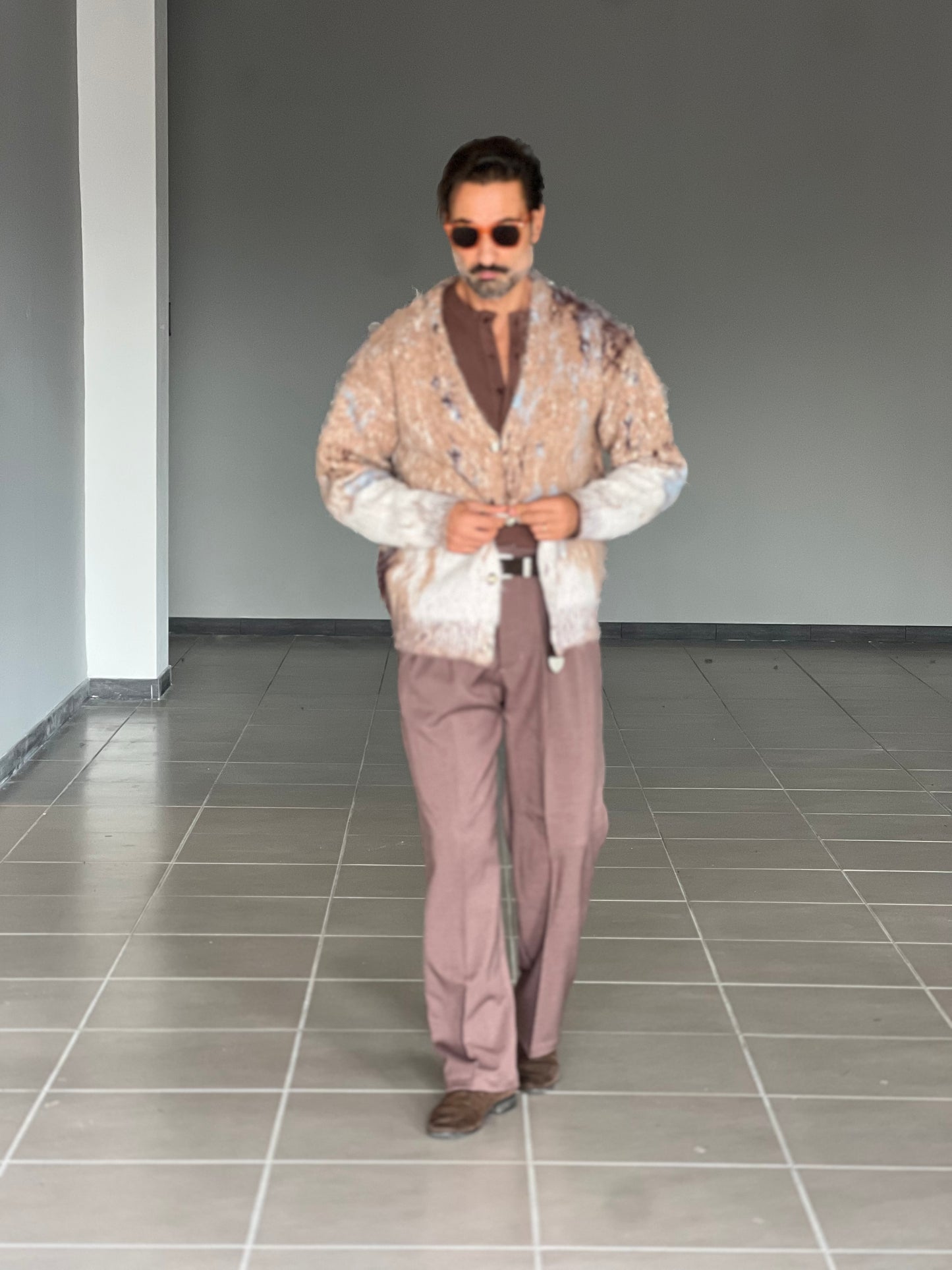 BEIGE COTTON OPEN CARDIGAN