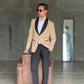 ABITO  SMOKING CAMMELLO  REVER NERO PANTALONE NERO