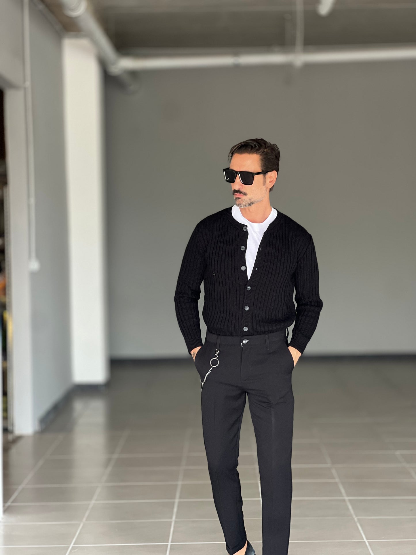 BLUE THREAD COTTON CREW NECK SWEATER