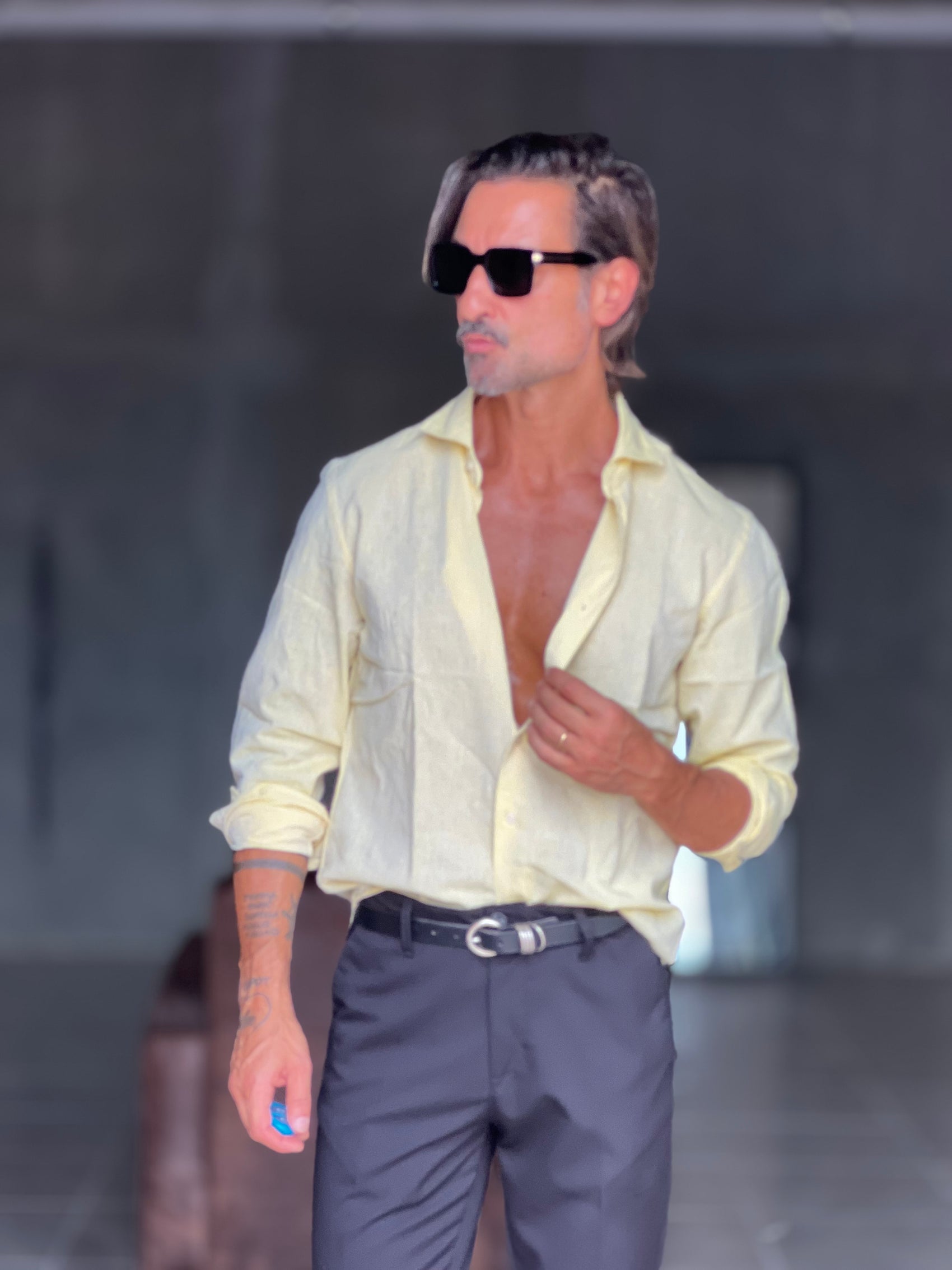 CAMICIA GIALLA LIMONE   LINO