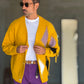 CARDIGAN GIALLO ROMBO   CROP  FIT  PESANTE