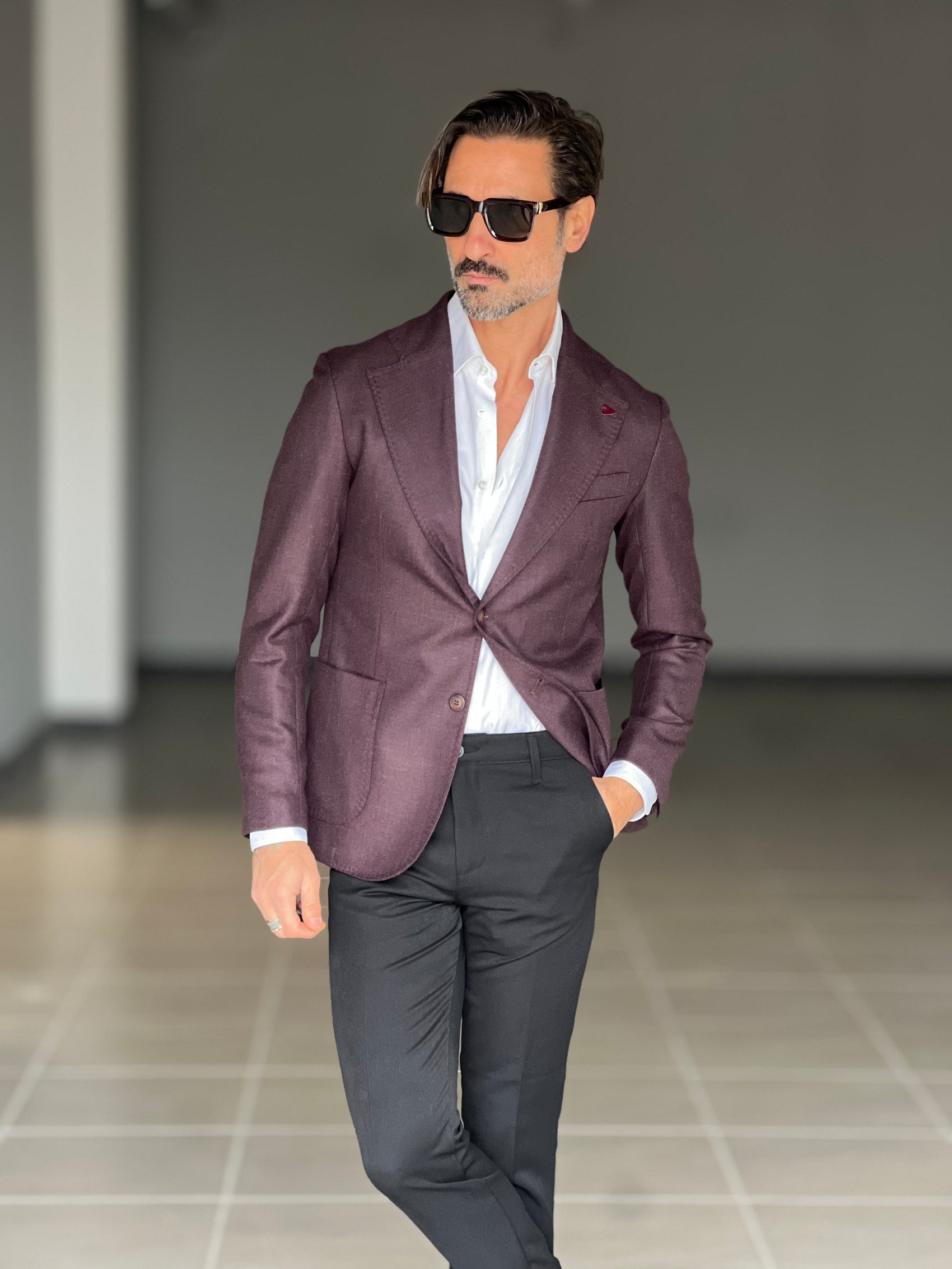 GIACCA COLOR VINO FIAMMATA MISTO LANA