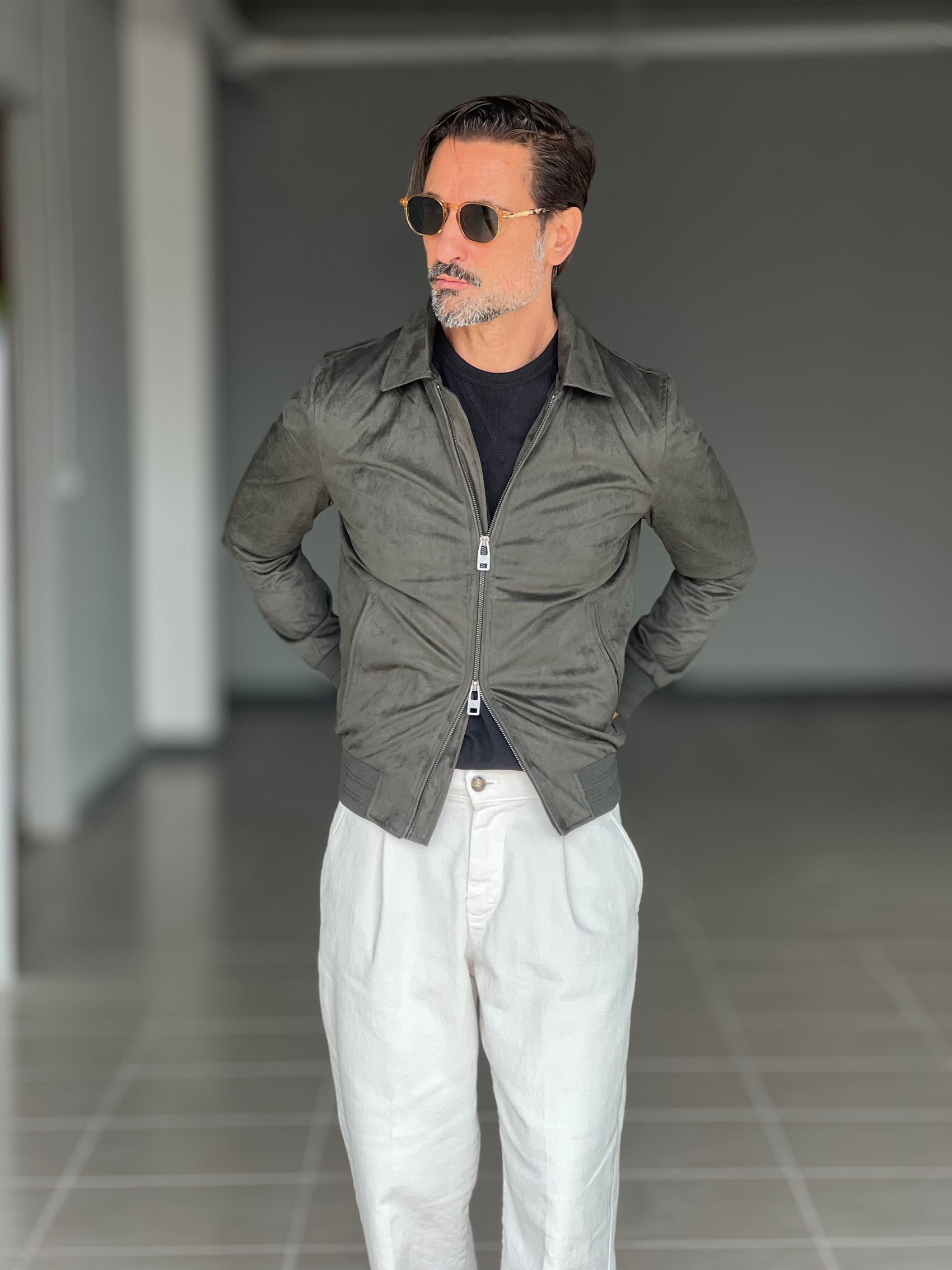 ECO-LEATHER BIKER WITH BLACK ON BLACK STUD