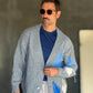 CARDIGAN GRIGIO ROMBO   CROP  FIT  PESANTE