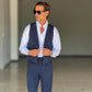 ABITO BLU  MONOPETTO  3 PEZZI  TRAMATO GILET PETRO'