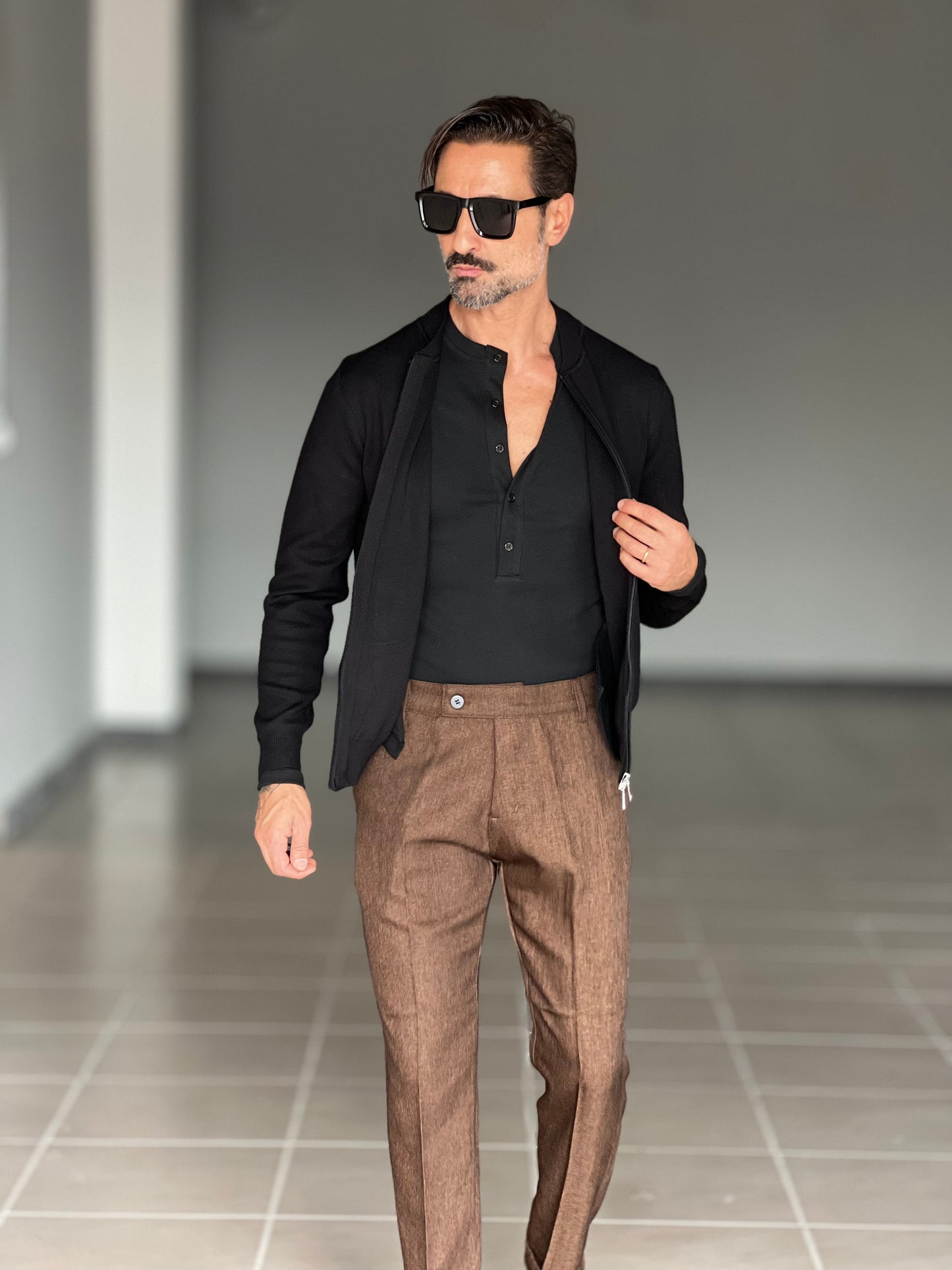 BEIGE COTTON OPEN CARDIGAN