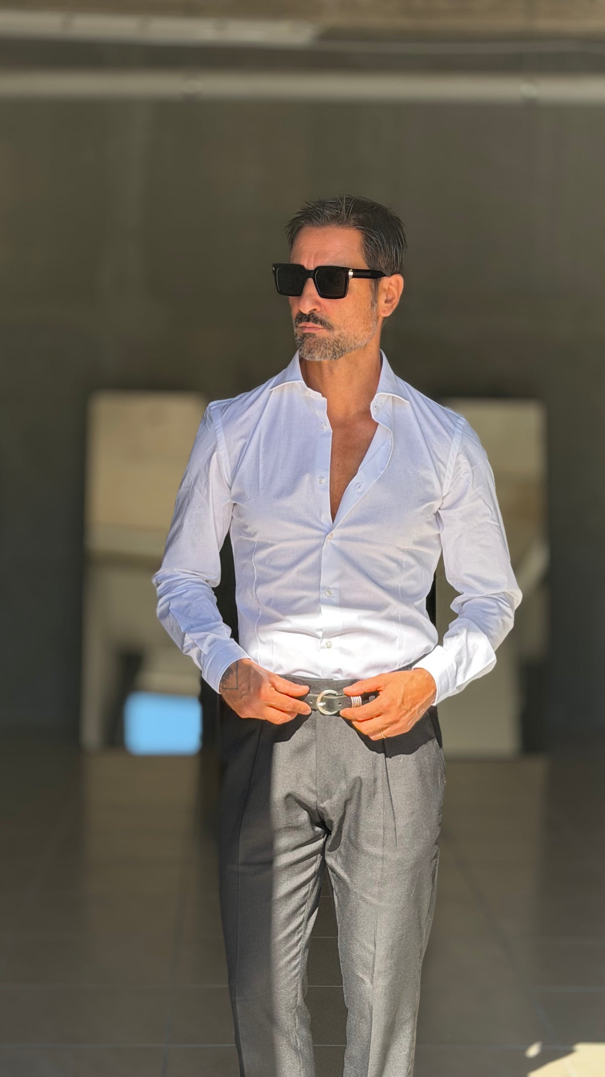 CAMICIA BIANCA  STRETCH POPELINE DI COTONE SLIMFIT