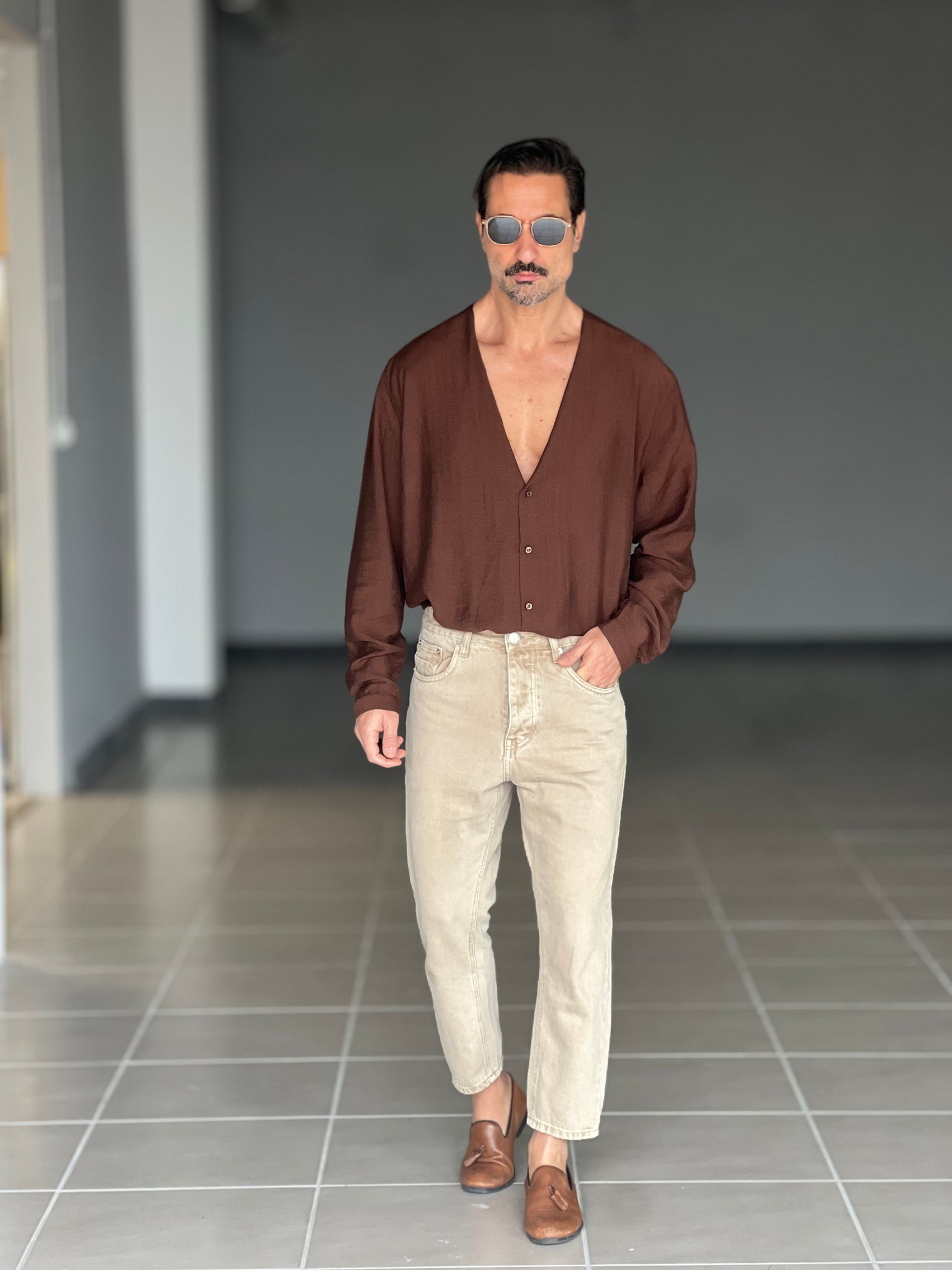 CAMICIA MORO COREANA GIROCOLLO COTENE VISCOSA