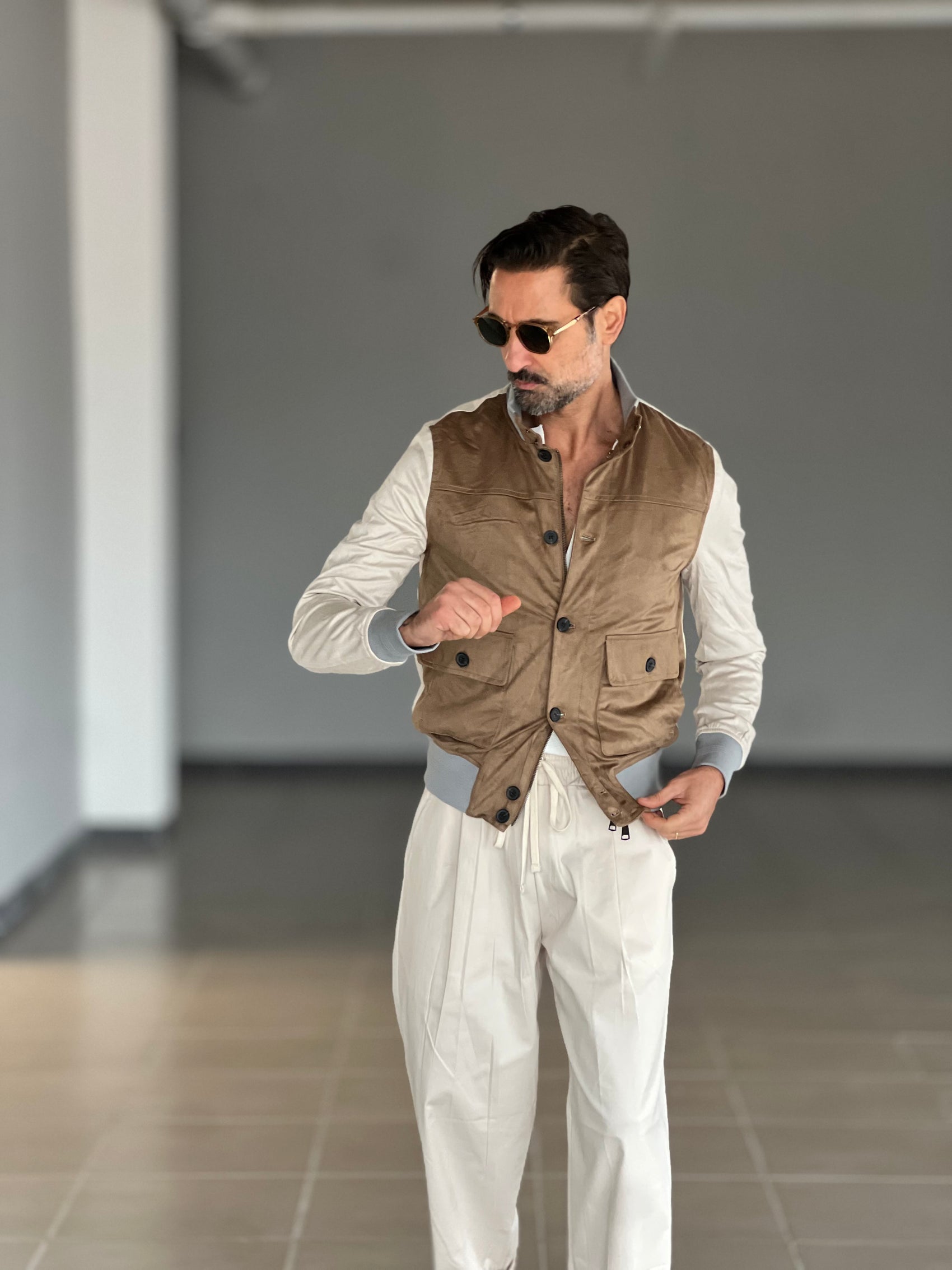 COLLEGE CAMMELLO E PANNA  ECORENNA MANICA A CONTRASTO