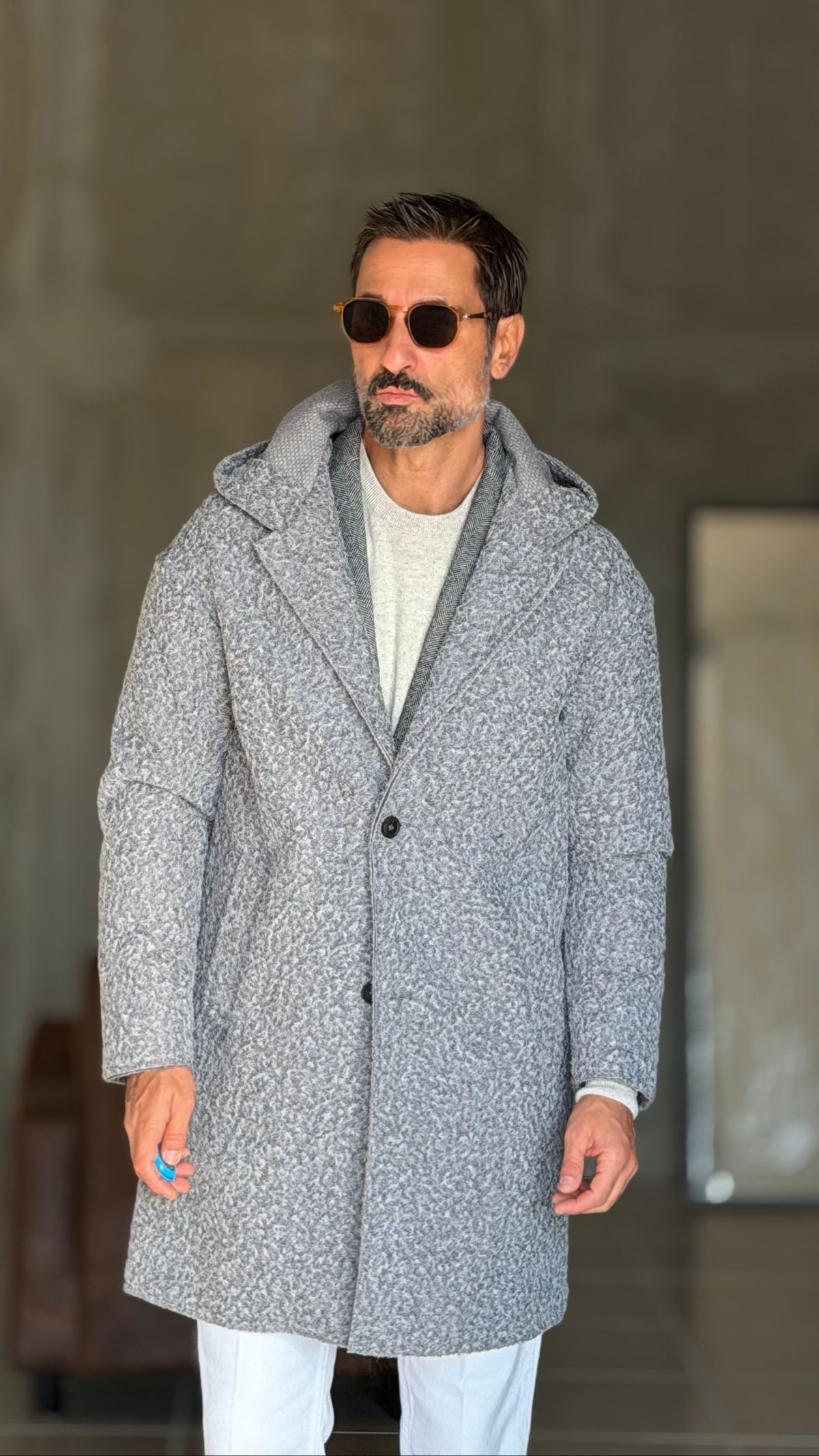 BLUE HIGH NECK COAT