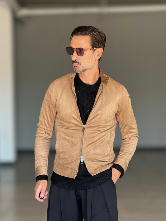 BOMBER ECOSUED MIELE  DOPPIA ZIP