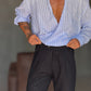 WHITE VISCOSE TROUSERS WITH REGULAR BOTTOM