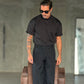 PANTALONE NERO FONDO AMPIO ALTATENSIONE 0101 ( ABBINABILE ALLA GIACCA CROP NERA  0101)