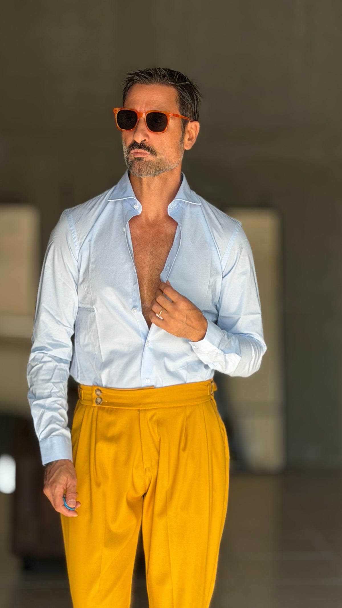 CAMICIA CELESTE STRETCH POPELINE DI COTONE SLIMFIT
