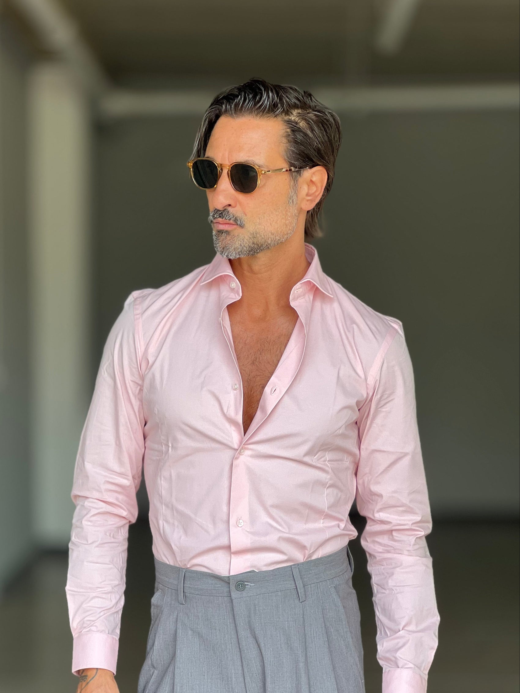 NEW CAMICIA ROSA  POPELINE DI COTONE STRECH