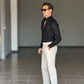 WHITE VISCOSE TROUSERS WITH REGULAR BOTTOM