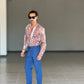 PANTALONE BLU ELETTRICO  VITA ALTA PINCES VISCOSA