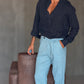 WHITE VISCOSE TROUSERS WITH REGULAR BOTTOM