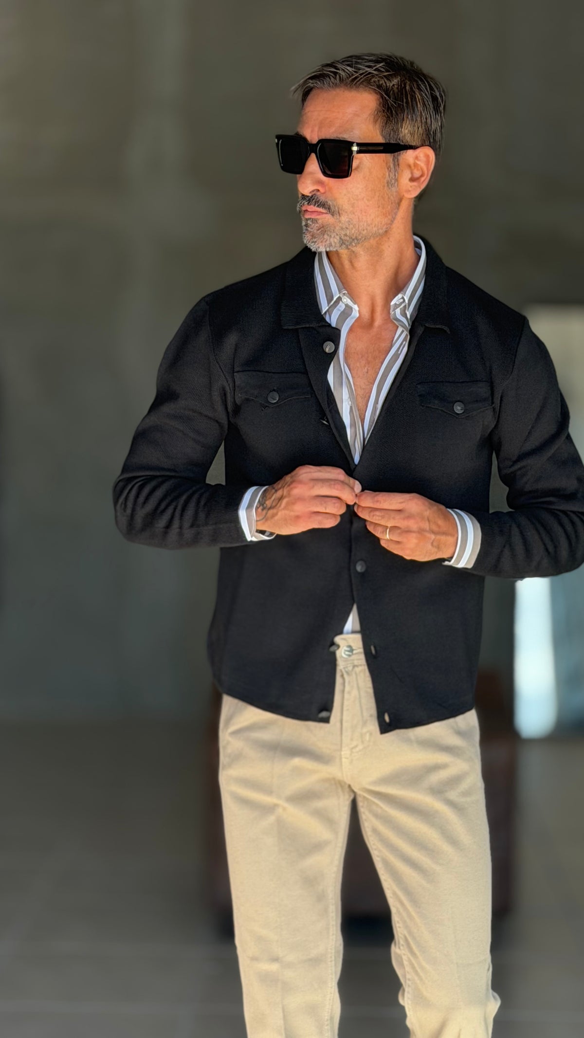 CARDIGAN  POLO NERO BOTTONE COPERTO