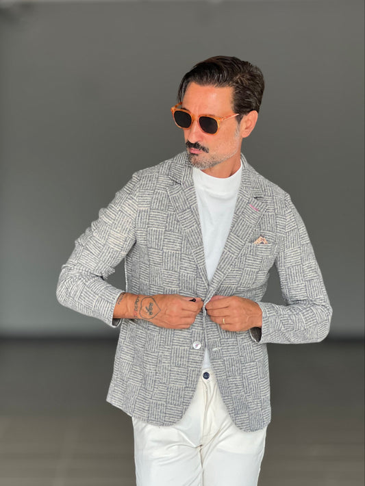 GIACCA KOON GALLES GRIGIO E BEIGE