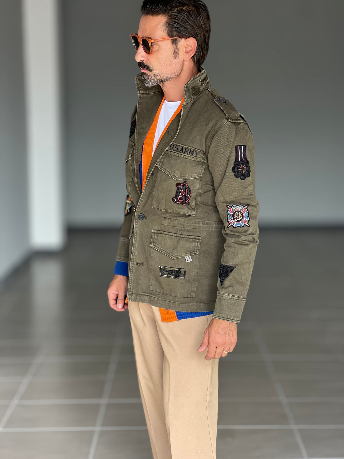 FILL JACKET VERDE PATCH IMBOTTITA  TASCHE