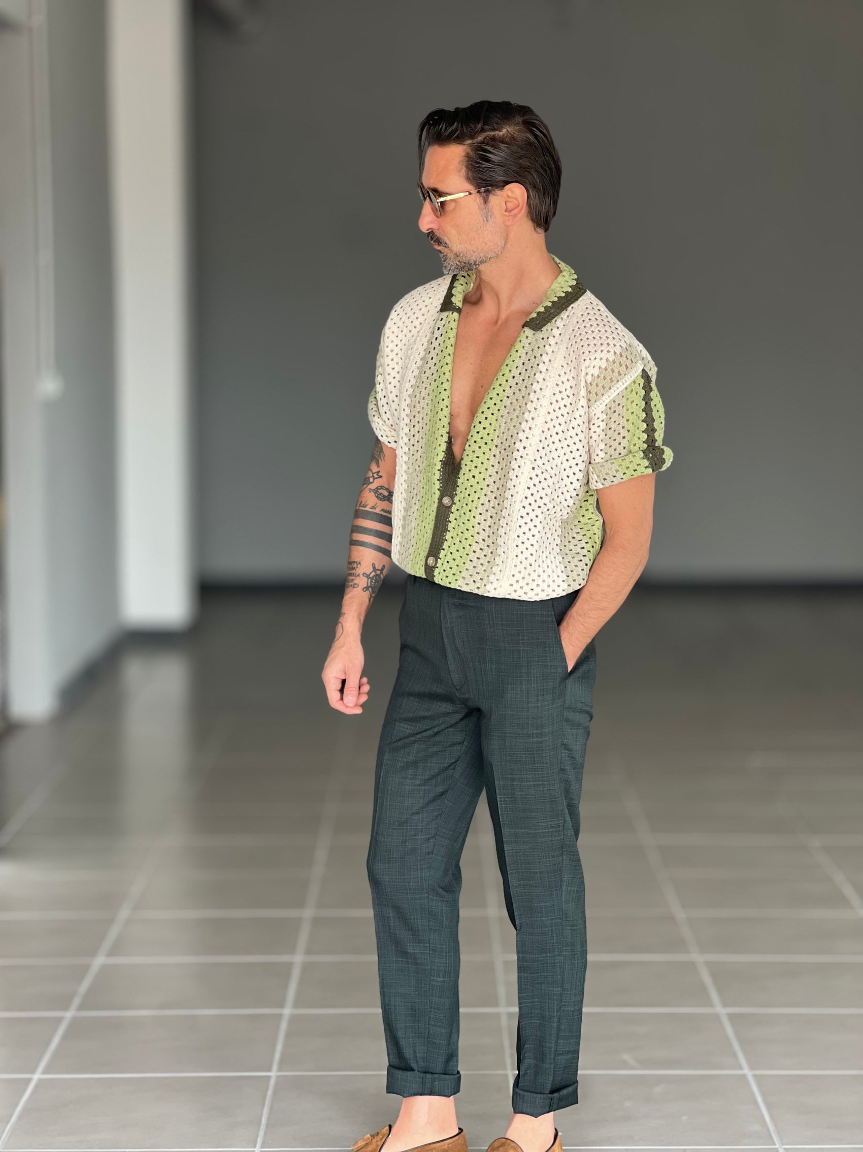 WHITE VISCOSE TROUSERS WITH REGULAR BOTTOM