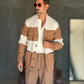 CARDIGAN MAGLIA INGLESE BANDA RIGA PANNA E CAMMELLO  BL11