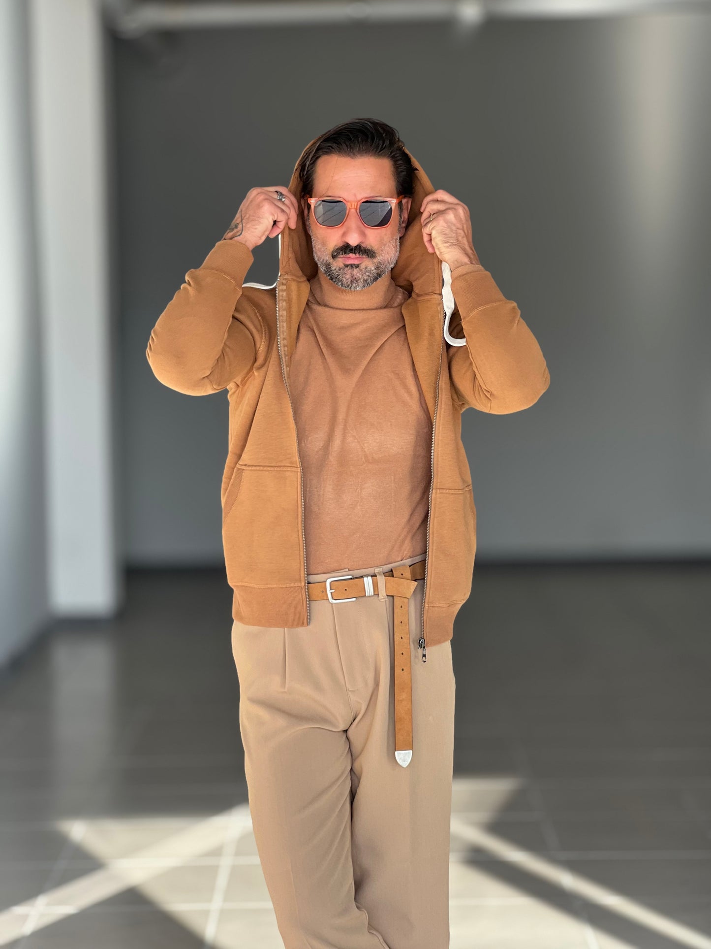 FELPA  TABACCO  DOPPIATA ZIP