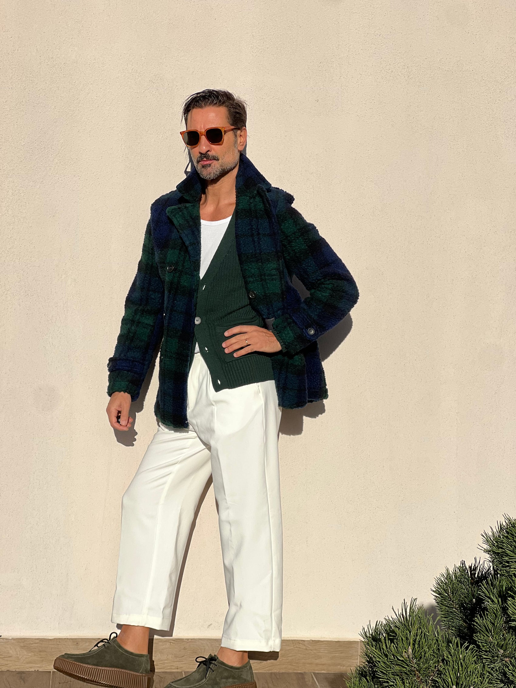 *CAPPOTTINO TARTAN BLU E VERDE LAVORAZIONE CASENTINO KOON